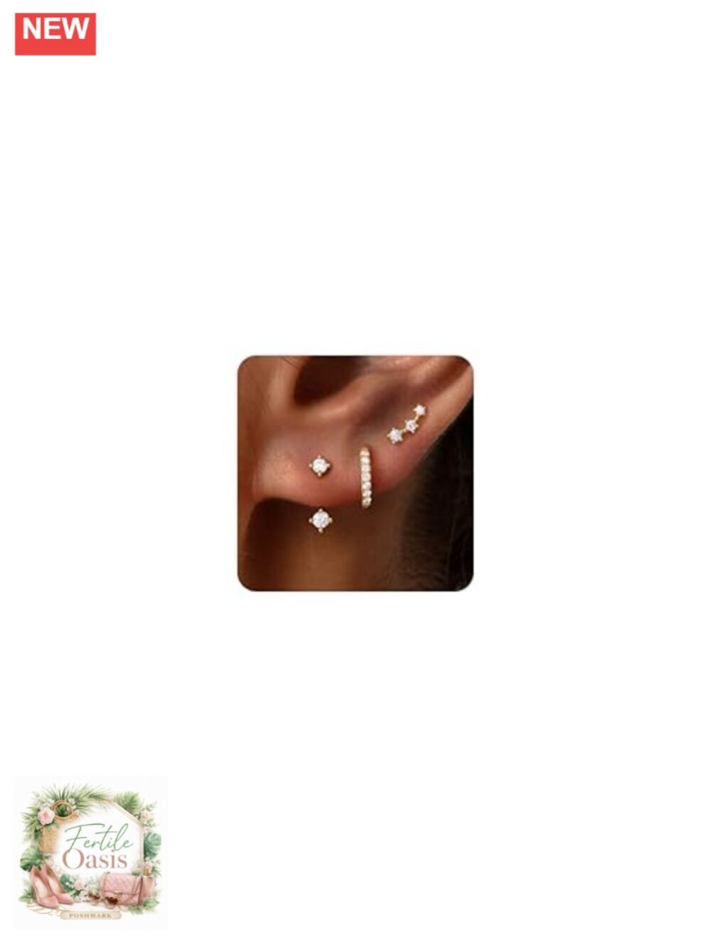 14K Gold Plated Sterling Silver Huggie Hoop Earrings Set for Women